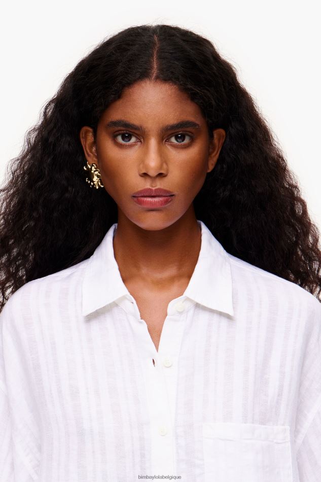 vêtements Bimba Y Lola chemise en lin blanc HV4486332