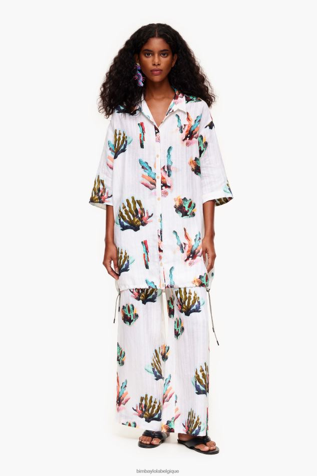 vêtements Bimba Y Lola chemise à imprimé corail Ivoire HV4486326