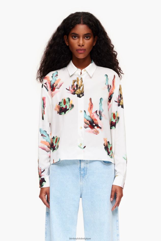 vêtements Bimba Y Lola chemise à imprimé corail Ivoire HV4486330