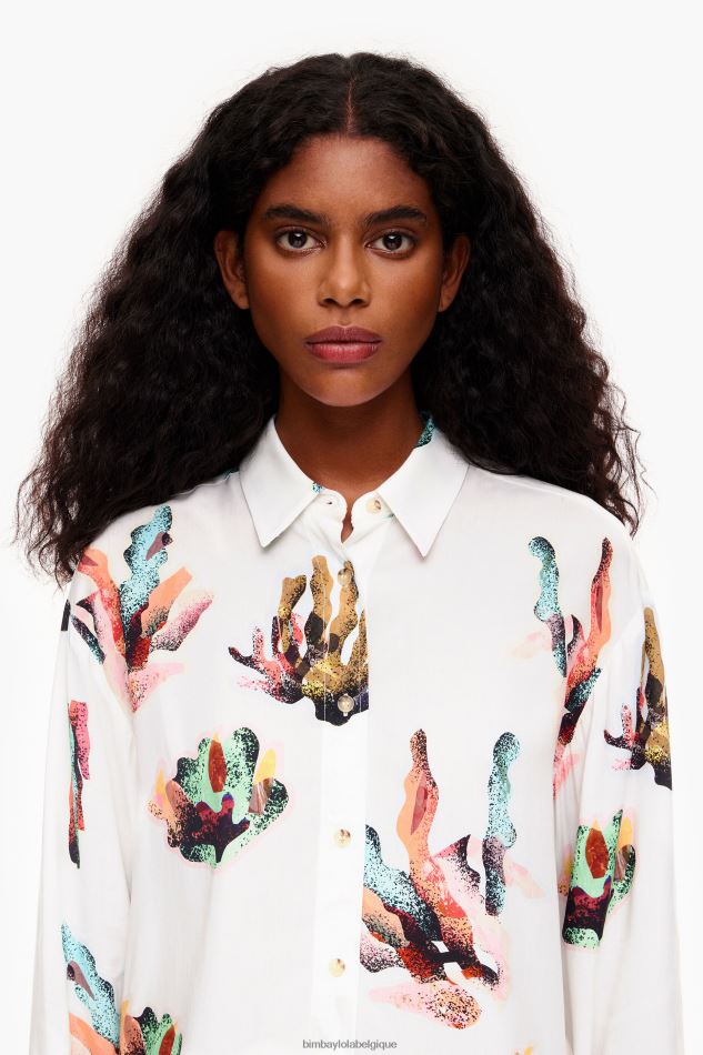 vêtements Bimba Y Lola chemise à imprimé corail Ivoire HV4486330
