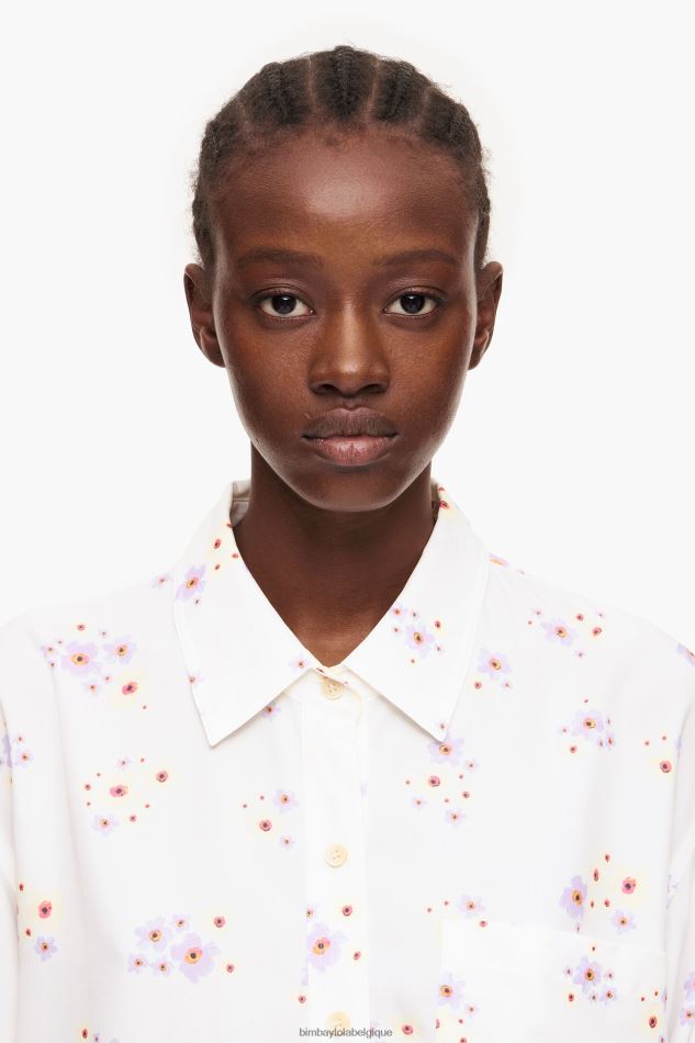 vêtements Bimba Y Lola chemise imprimée fleurs acryliques blanc HV4486337