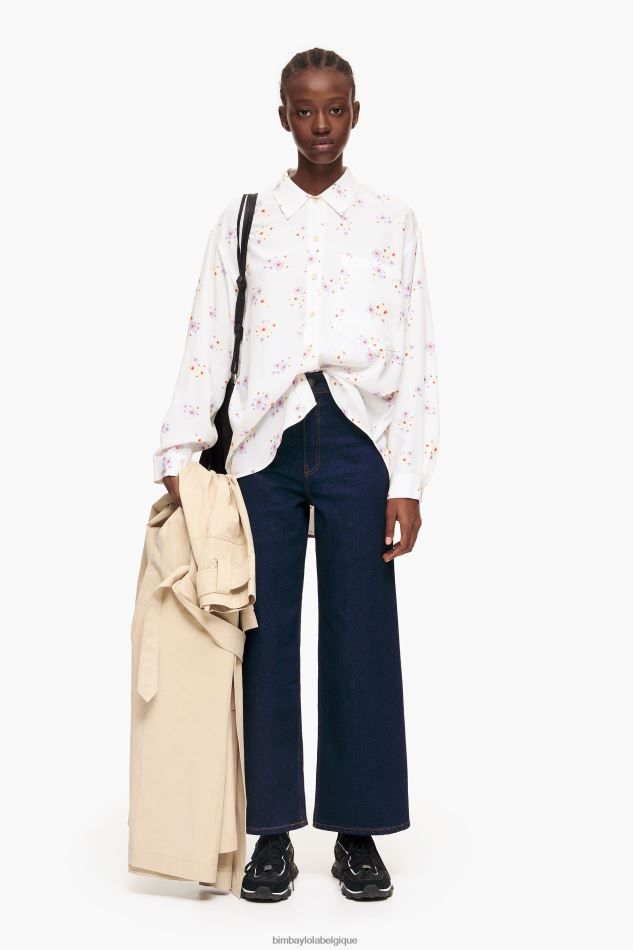 vêtements Bimba Y Lola chemise imprimée fleurs acryliques blanc HV4486337