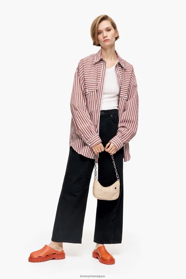 vêtements Bimba Y Lola chemise oversize en popeline brun HV4486335