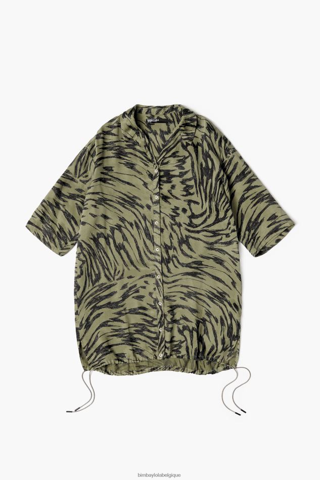 vêtements Bimba Y Lola chemise oversize à imprimé aile de papillon kaki HV4486323