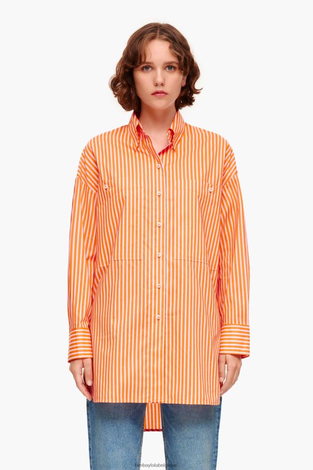 vêtements Bimba Y Lola chemise oversize à rayures orange HV4486334