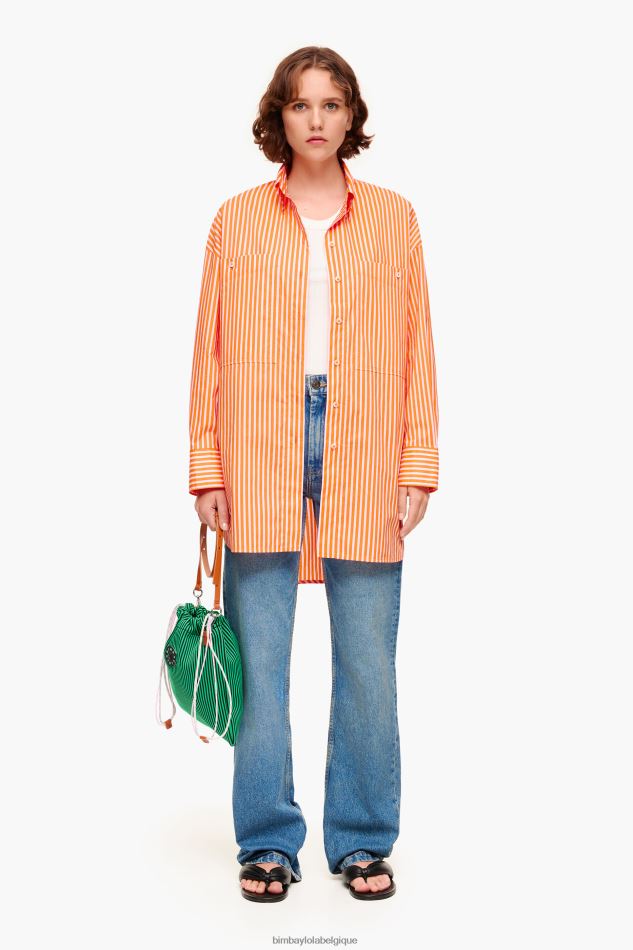 vêtements Bimba Y Lola chemise oversize à rayures orange HV4486334