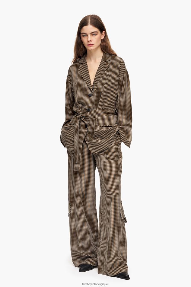 vêtements Bimba Y Lola blazer oversize à carreaux vichy brun HV4486470