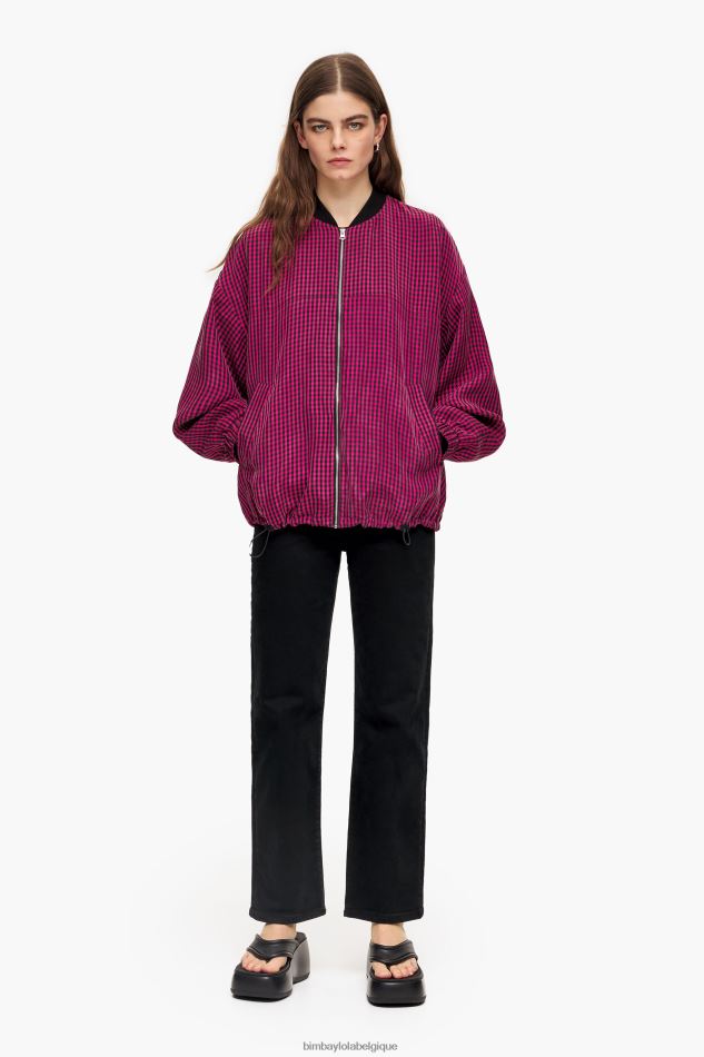 vêtements Bimba Y Lola bomber en cupro vichy fuchsia HV4486471