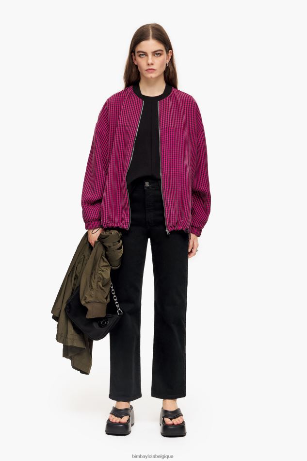 vêtements Bimba Y Lola bomber en cupro vichy fuchsia HV4486471