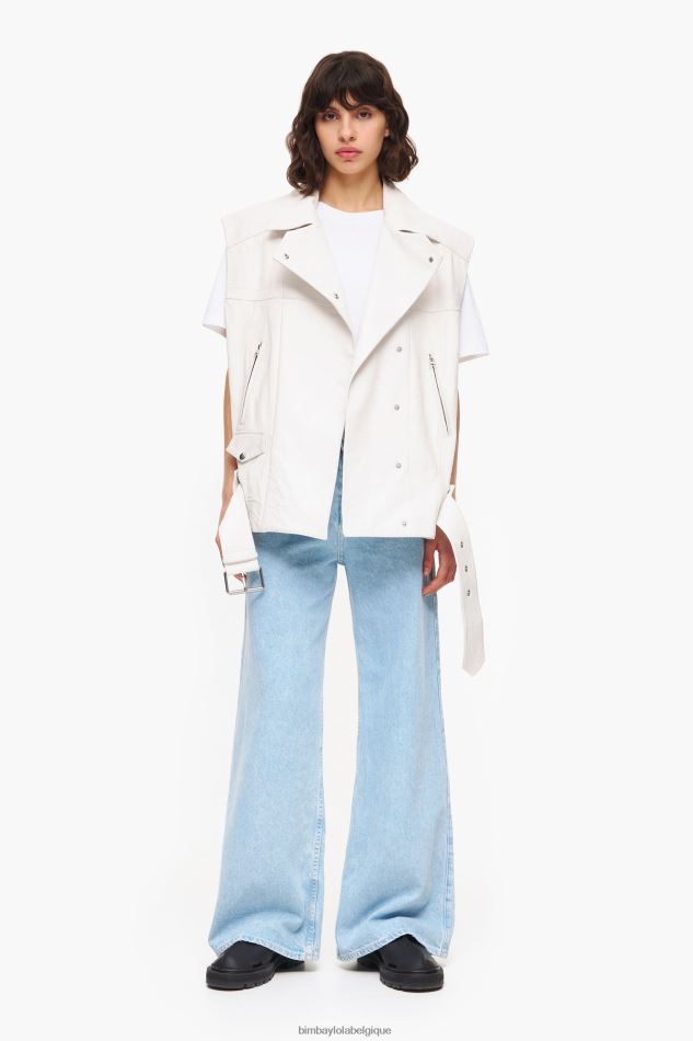 vêtements Bimba Y Lola gilet en cuir écru HV4486478