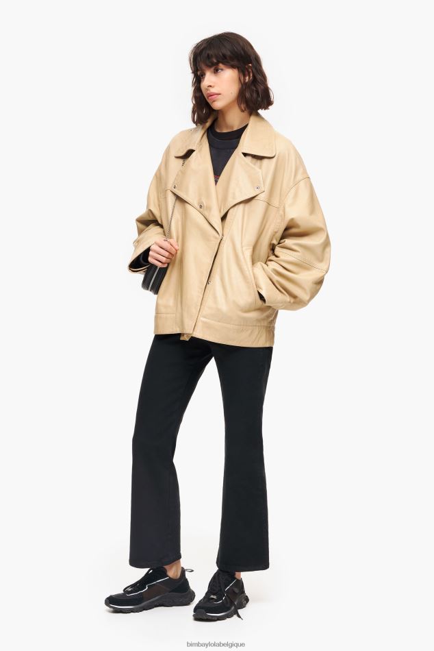 vêtements Bimba Y Lola veste de cuir chameau HV4486475