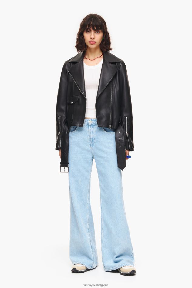 vêtements Bimba Y Lola veste de motard en cuir noir HV4486474