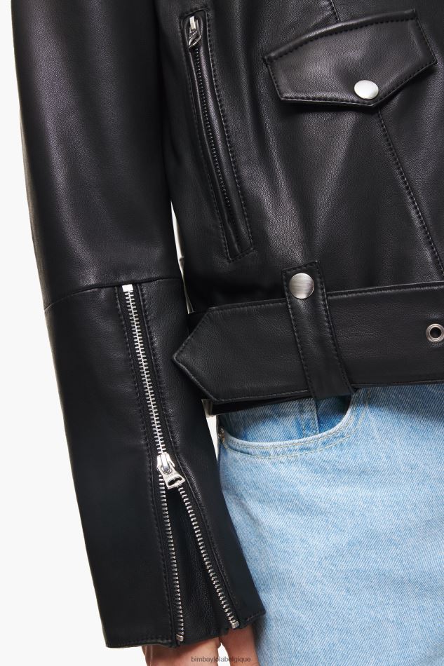vêtements Bimba Y Lola veste de motard en cuir noir HV4486474