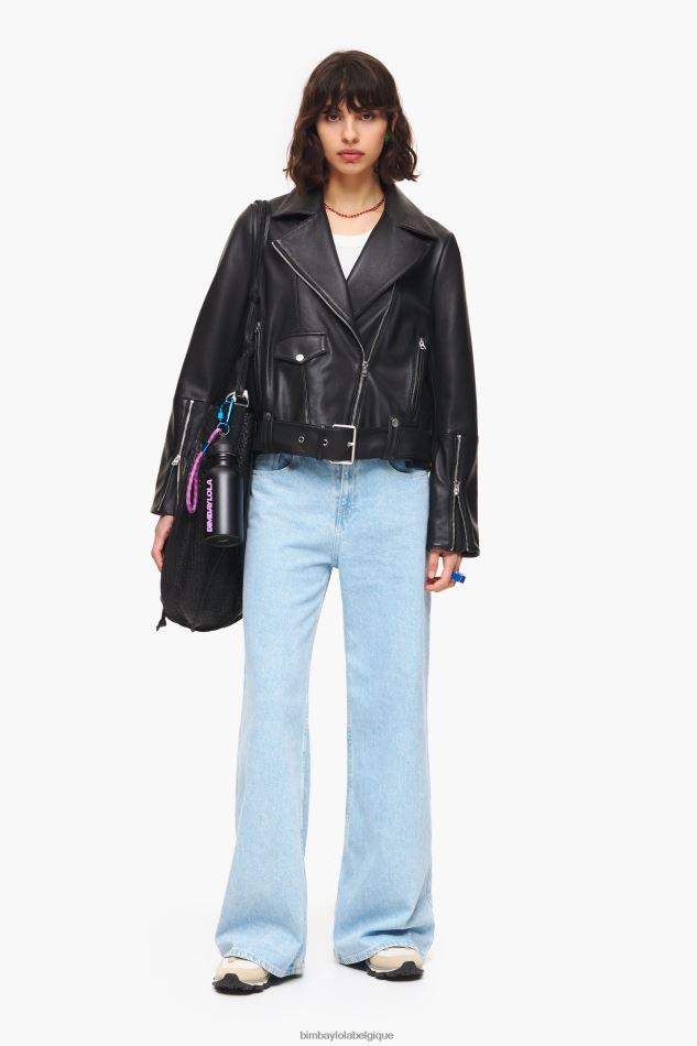 vêtements Bimba Y Lola veste de motard en cuir noir HV4486474