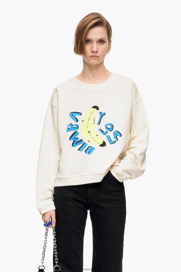 vêtements Bimba Y Lola sweat boxy logo banane Ivoire HV4486495