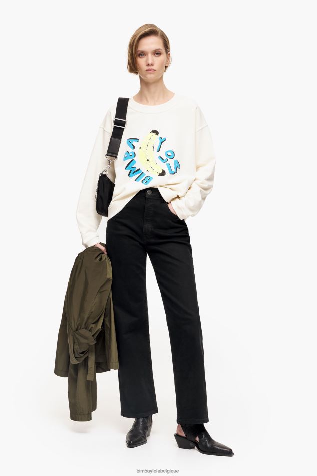 vêtements Bimba Y Lola sweat boxy logo banane Ivoire HV4486495