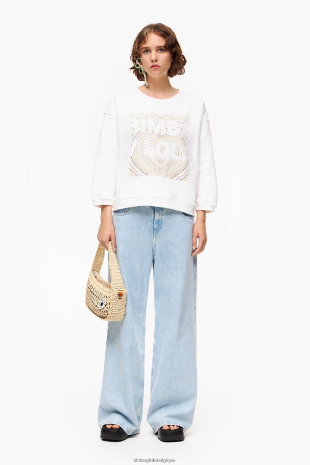 vêtements Bimba Y Lola sweat à logo imprimé Ivoire HV4486503