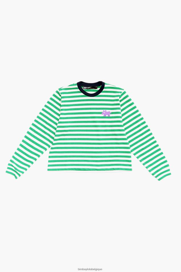 vêtements Bimba Y Lola T-shirt à rayures vert HV4486255