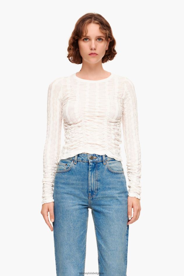 vêtements Bimba Y Lola t-shirt ajusté avec texture Ivoire HV4486312