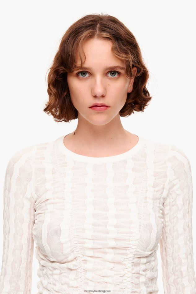 vêtements Bimba Y Lola t-shirt ajusté avec texture Ivoire HV4486312