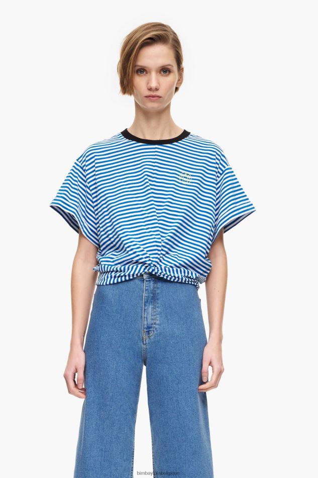 vêtements Bimba Y Lola t-shirt boxy à nœud Bleu et blanc HV4486322