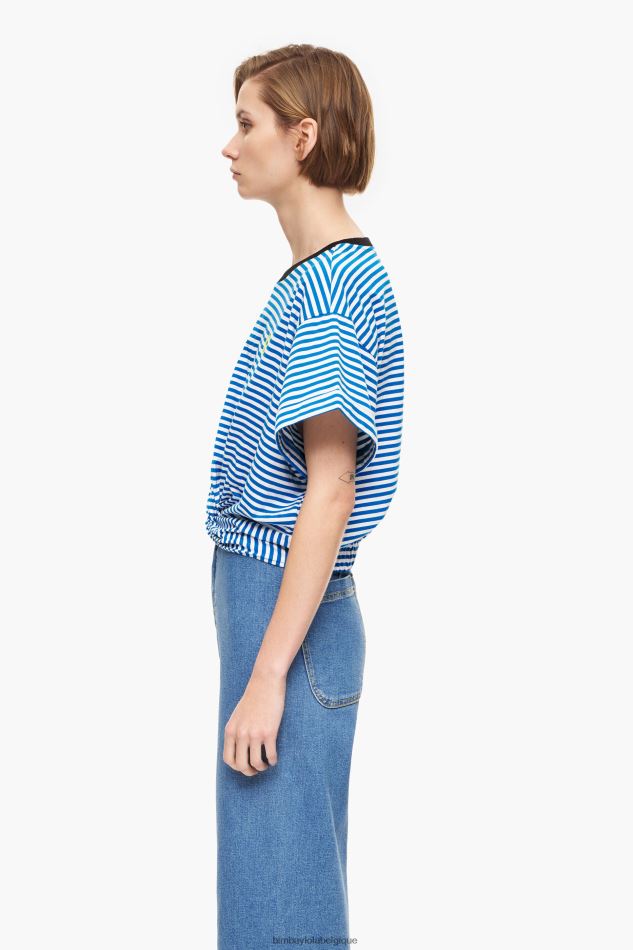 vêtements Bimba Y Lola t-shirt boxy à nœud Bleu et blanc HV4486322
