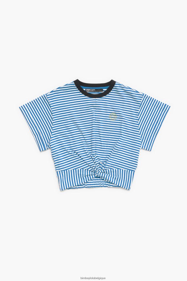 vêtements Bimba Y Lola t-shirt boxy à nœud Bleu et blanc HV4486322