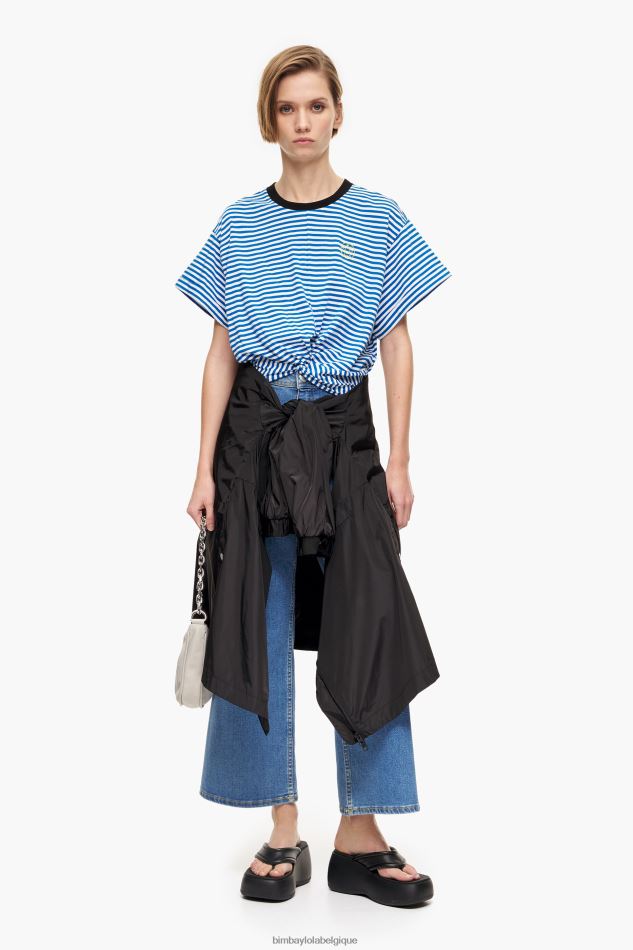vêtements Bimba Y Lola t-shirt boxy à nœud Bleu et blanc HV4486322