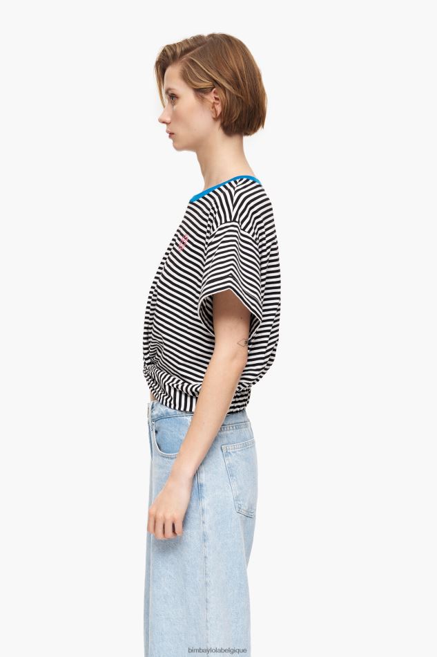 vêtements Bimba Y Lola t-shirt boxy à nœud noir et blanc HV4486320
