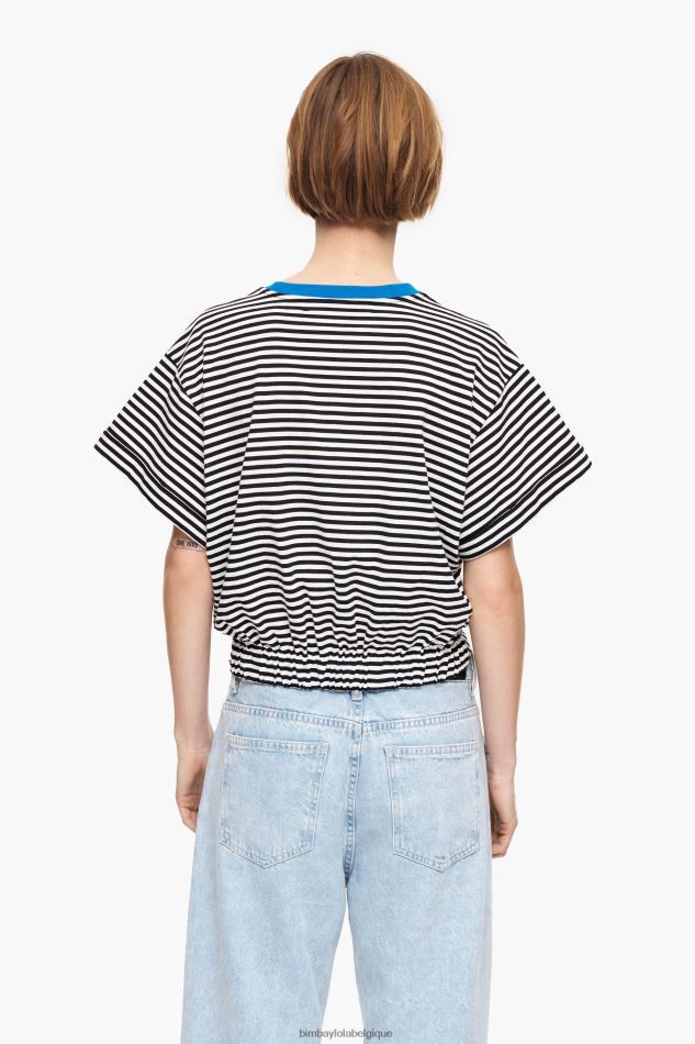 vêtements Bimba Y Lola t-shirt boxy à nœud noir et blanc HV4486320