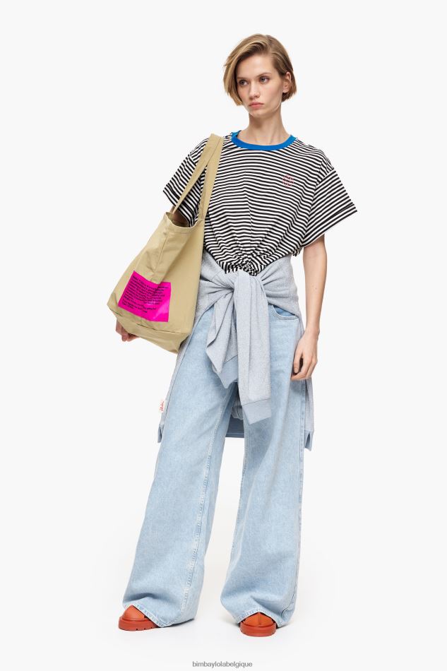 vêtements Bimba Y Lola t-shirt boxy à nœud noir et blanc HV4486320