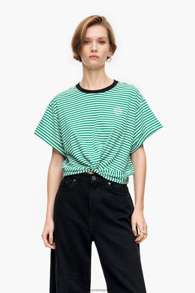 vêtements Bimba Y Lola t-shirt boxy à nœud vert et blanc HV4486321