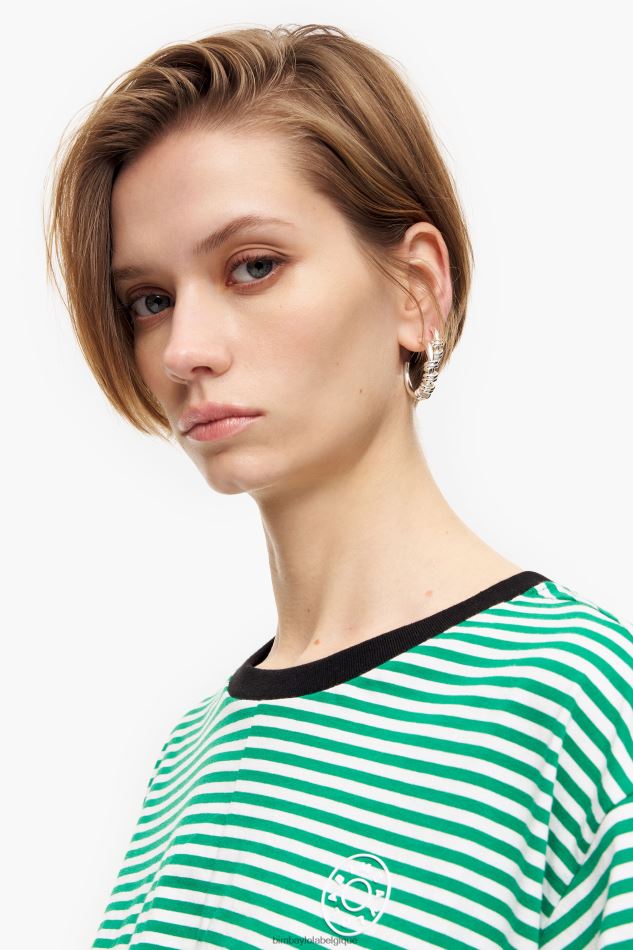 vêtements Bimba Y Lola t-shirt boxy à nœud vert et blanc HV4486321