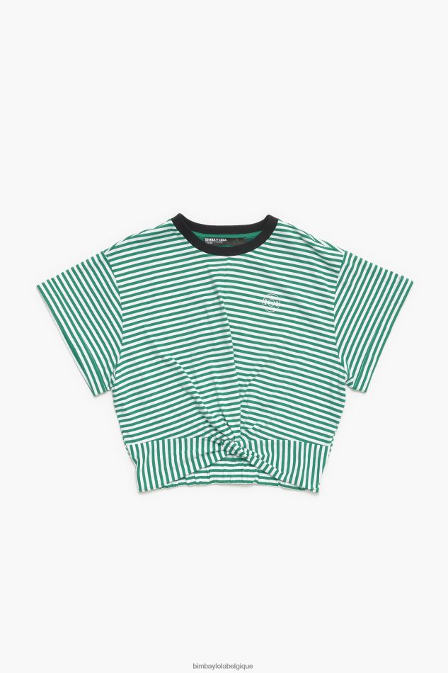 vêtements Bimba Y Lola t-shirt boxy à nœud vert et blanc HV4486321