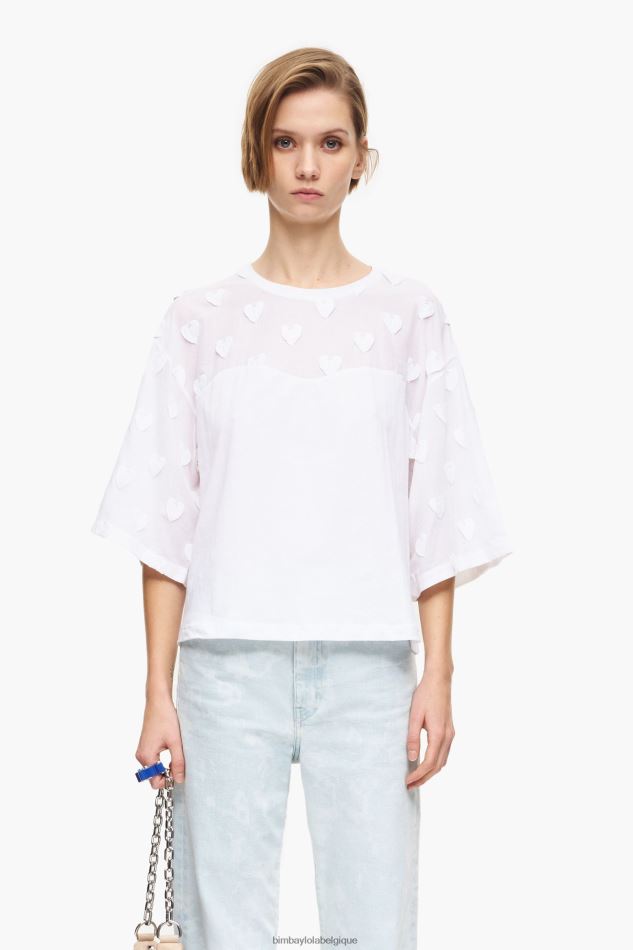 vêtements Bimba Y Lola t-shirt coeurs en coton blanc HV4486283