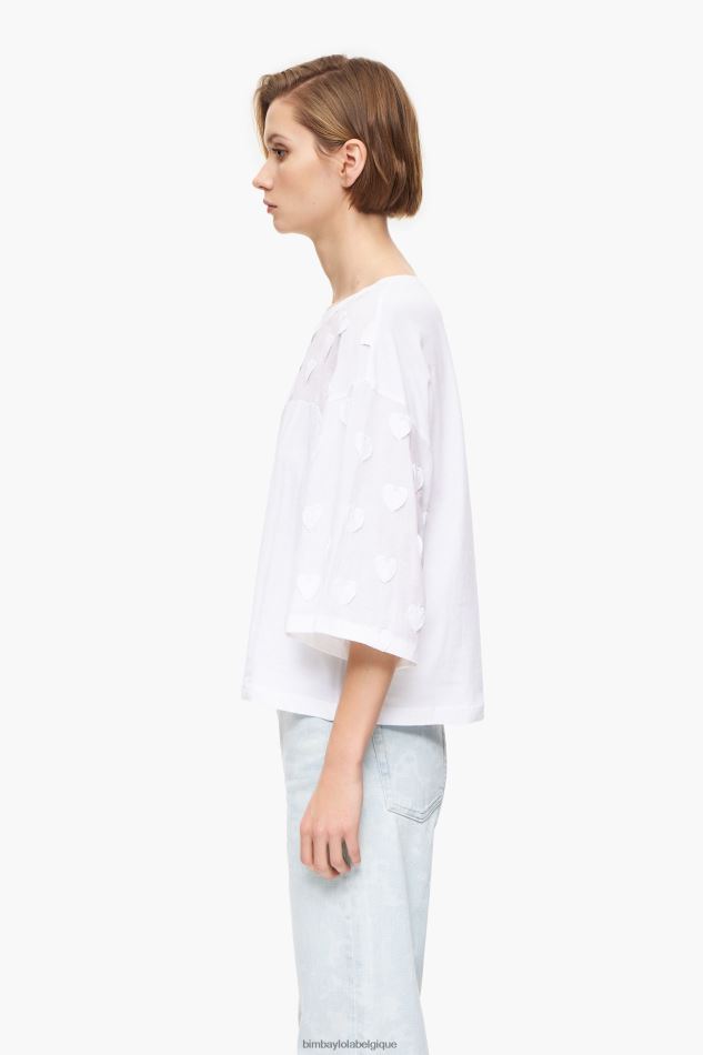 vêtements Bimba Y Lola t-shirt coeurs en coton blanc HV4486283