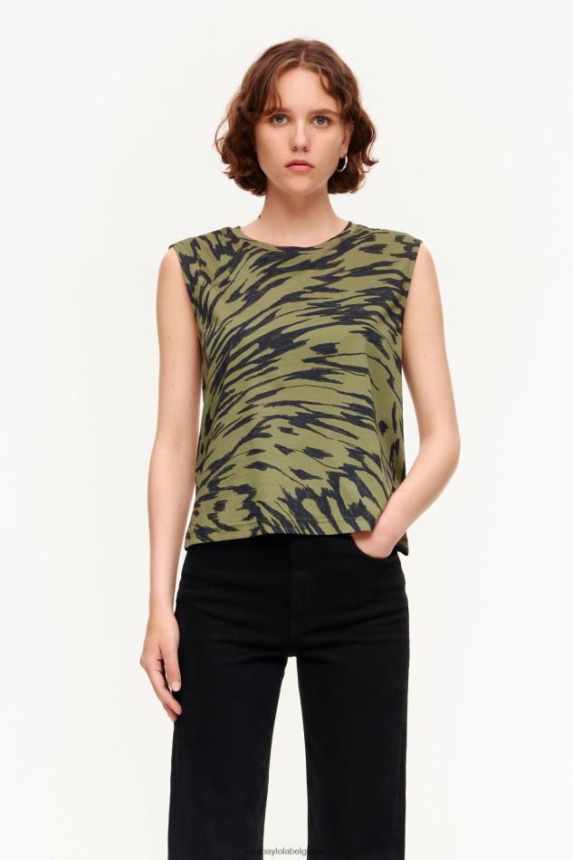 vêtements Bimba Y Lola t-shirt en coton imprimé ailes de papillon kaki HV4486298