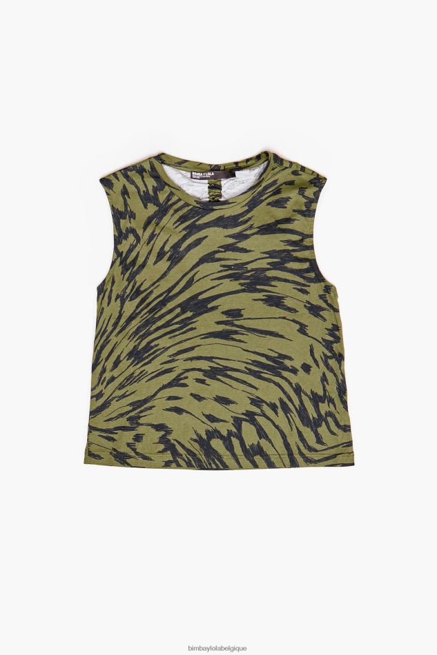 vêtements Bimba Y Lola t-shirt en coton imprimé ailes de papillon kaki HV4486298