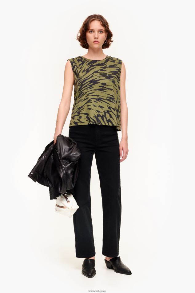 vêtements Bimba Y Lola t-shirt en coton imprimé ailes de papillon kaki HV4486298