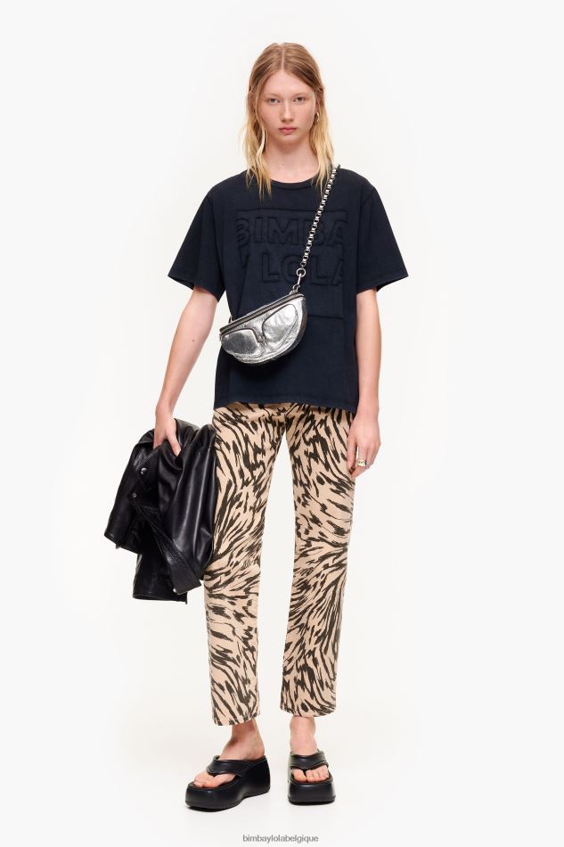 vêtements Bimba Y Lola t-shirt en coton à logo noir HV4486261