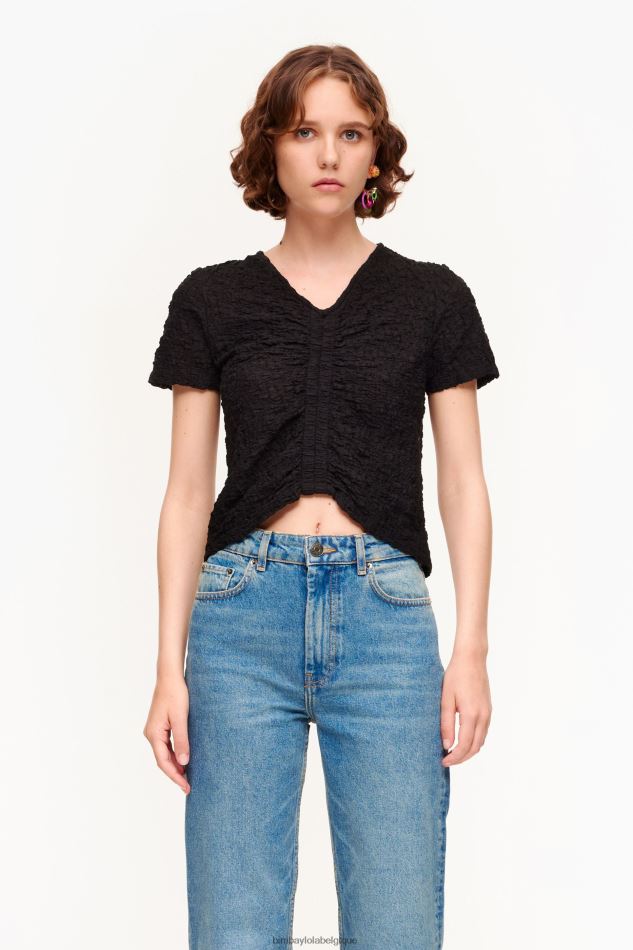 vêtements Bimba Y Lola t-shirt froncé texturé noir HV4486268