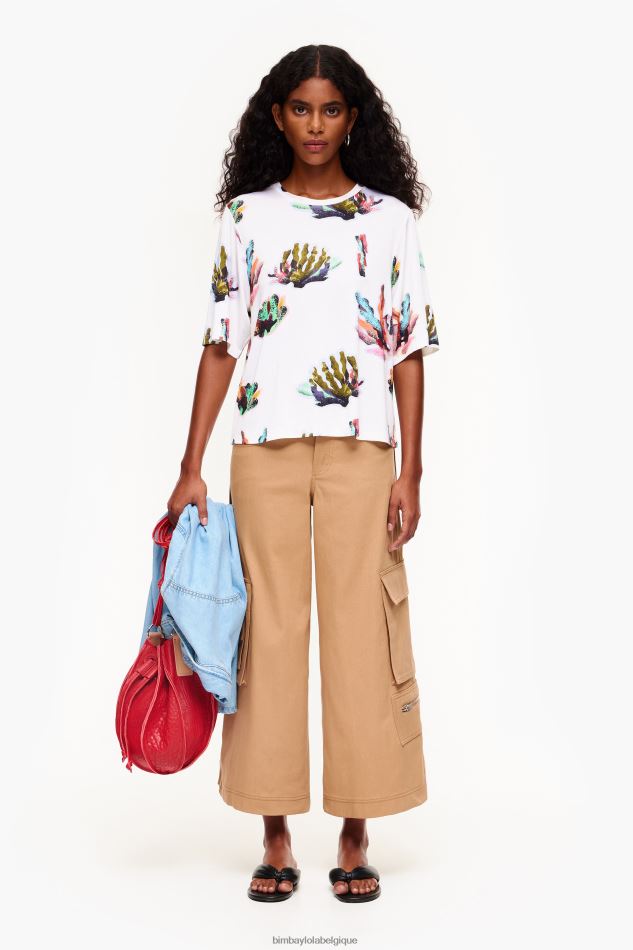 vêtements Bimba Y Lola t-shirt imprimé corail Ivoire HV4486265