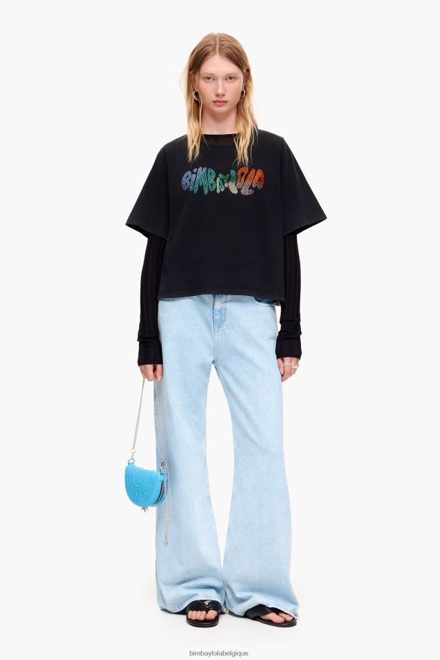 vêtements Bimba Y Lola t-shirt à logo imprimé noir lavé HV4486280