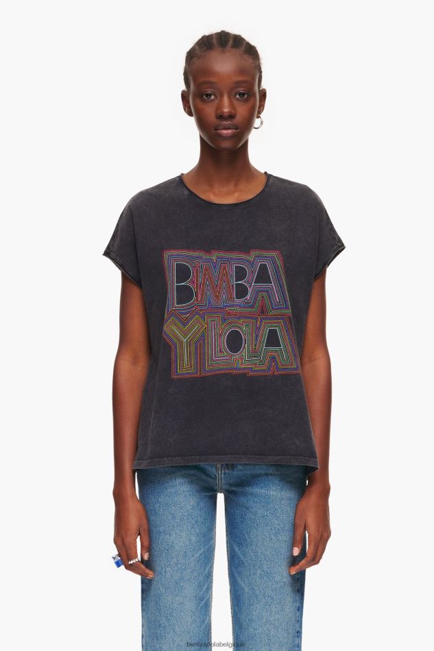 vêtements Bimba Y Lola t-shirt à logo noir lavé HV4486259