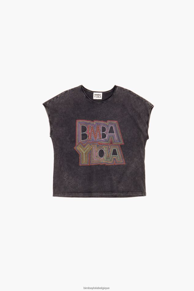vêtements Bimba Y Lola t-shirt à logo noir lavé HV4486259