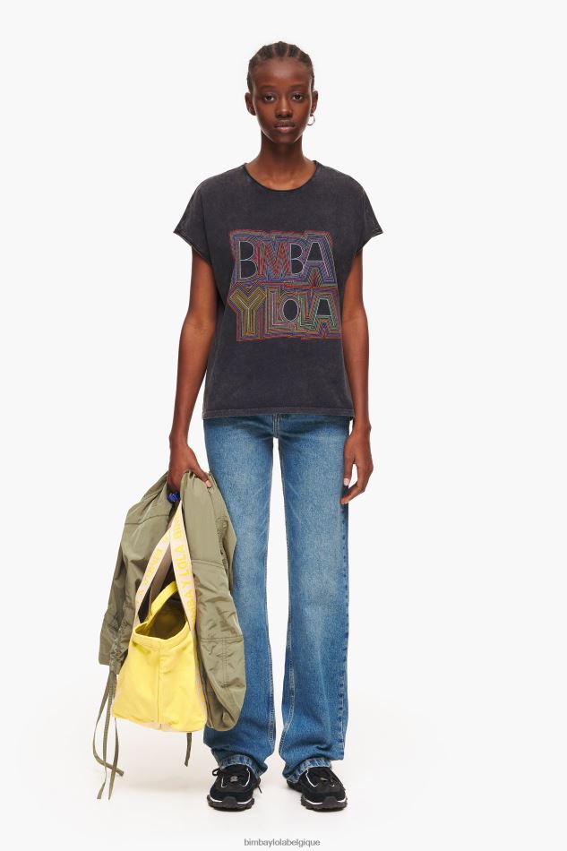 vêtements Bimba Y Lola t-shirt à logo noir lavé HV4486259