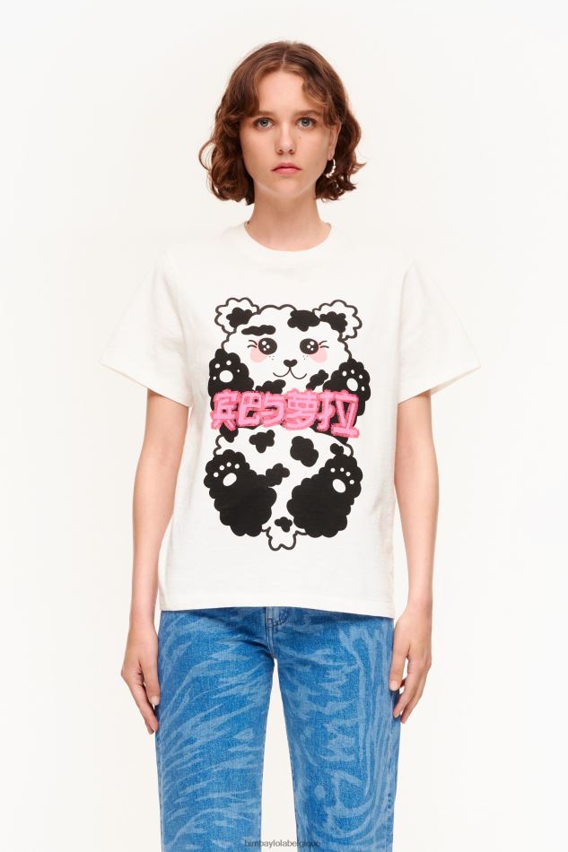 vêtements Bimba Y Lola t-shirt ours panda blanc HV4486279