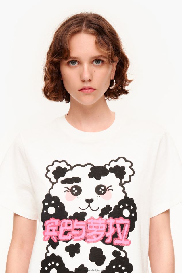 vêtements Bimba Y Lola t-shirt ours panda blanc HV4486279