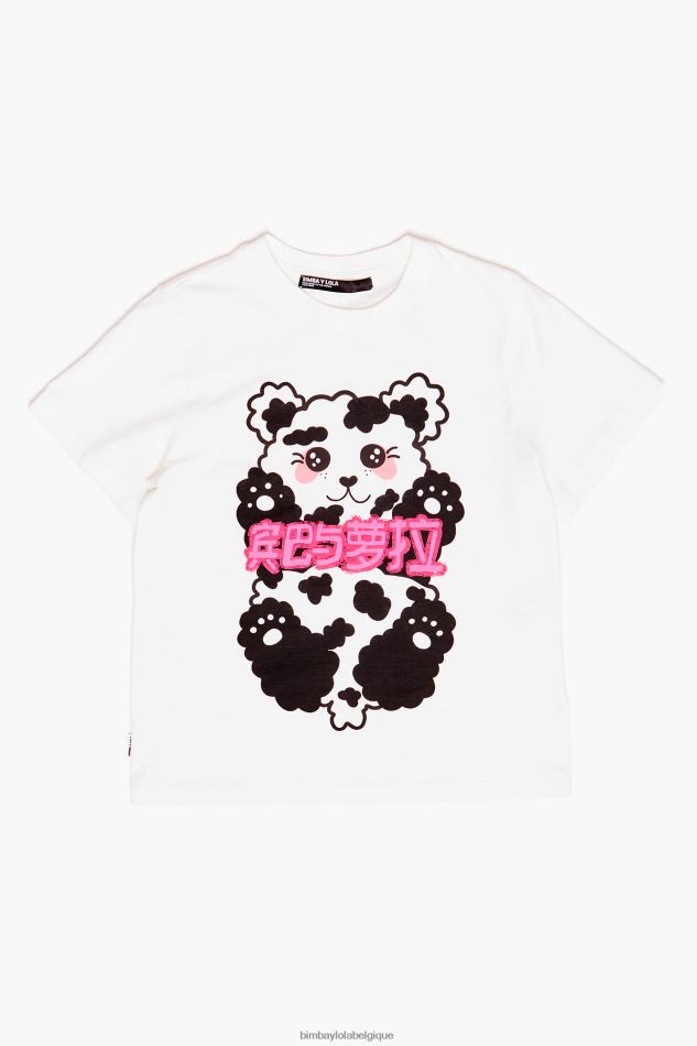 vêtements Bimba Y Lola t-shirt ours panda blanc HV4486279
