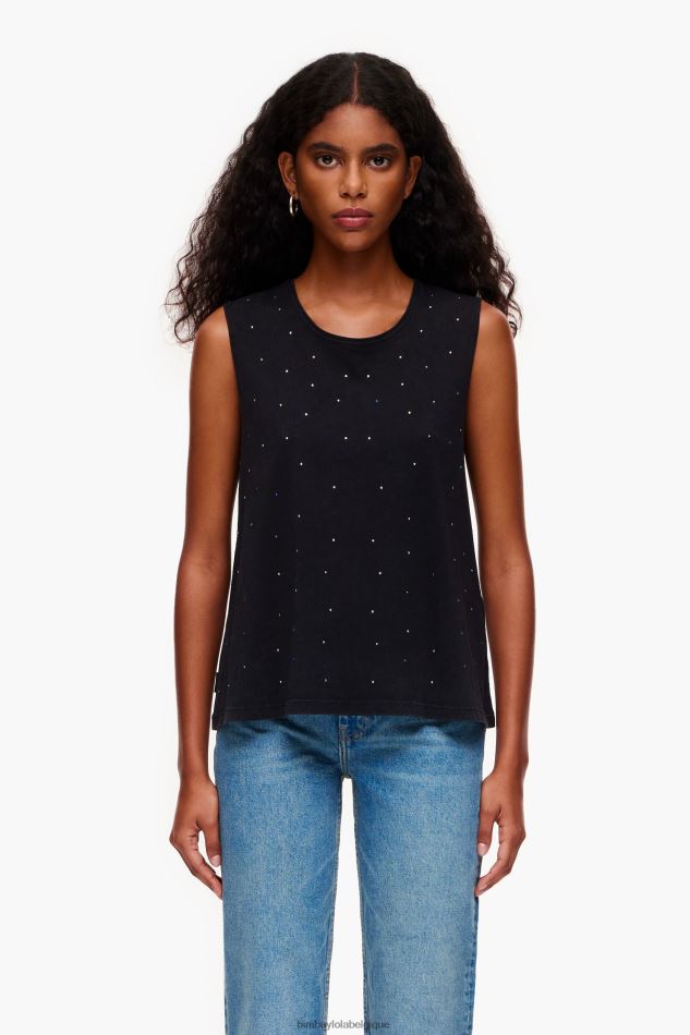 vêtements Bimba Y Lola t-shirt pierres multicolores noir HV4486297